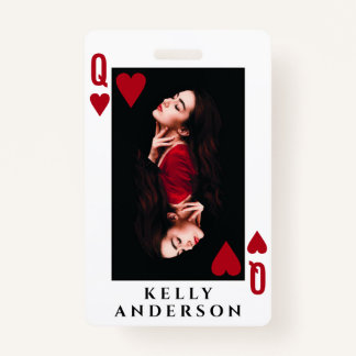 Crachá Queen of Hearts Feminine Photo Hairdresser Name