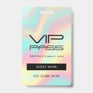 Crachá Rainbow Pastel Sweet 16th VIP Pass Lanyard