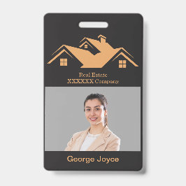 Crachá Real Estate Promotional Black & Gold Name Tag