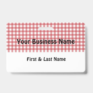 Crachá Red and White Gingham Name Badge