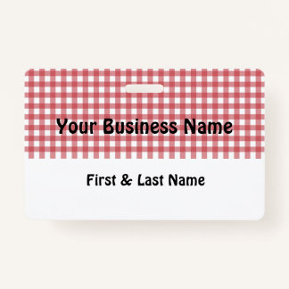 Crachá Red and White Gingham Name Badge