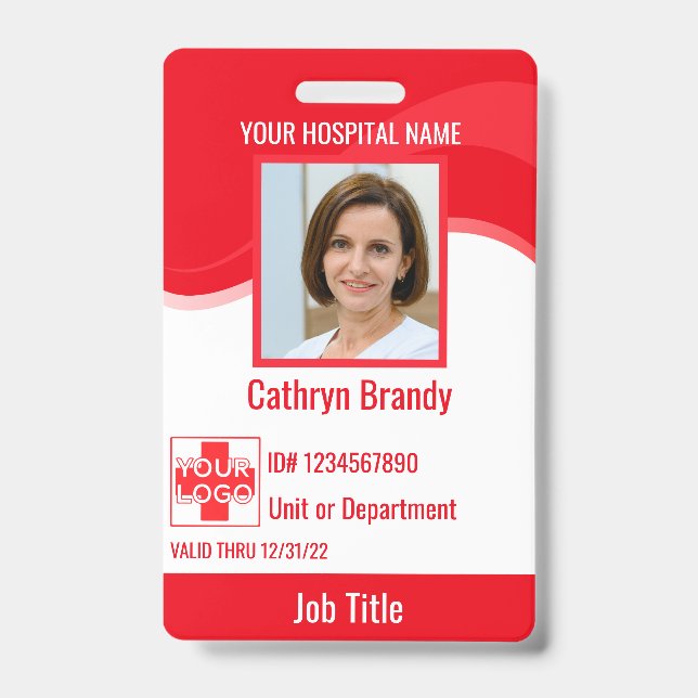 Crachá Red custom Hospital Employee Security, logo (Frente)