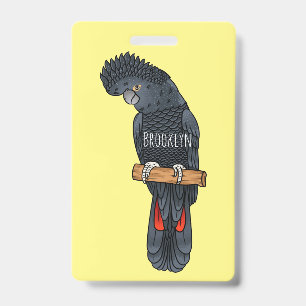 Crachá Red-tailed black cockatoo bird cartoon