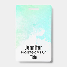 Crachá Redemoinhos de Aquarela Azul e Verde Abstratos Mod