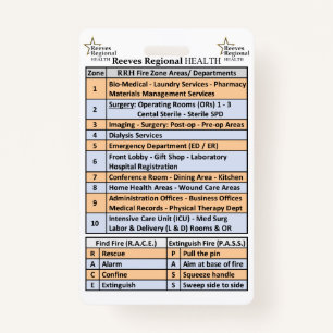 Crachá Reeves Zonas de Incêndios na Saúde Regional