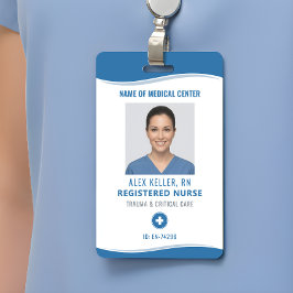 Crachá Registered Nurse Photo ID Badge for Hospital Staff