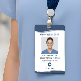 Crachá Registered Nurse Photo ID Navy Blue Badge