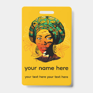Crachá Retrato de Mulher Africana com Sunset