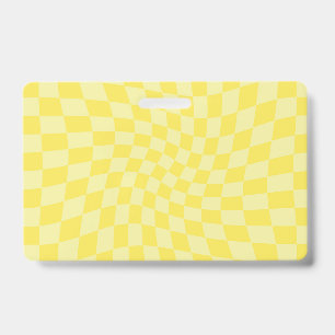 Crachá Retro Amarelo Limão Pastel Xadrez Distorcido