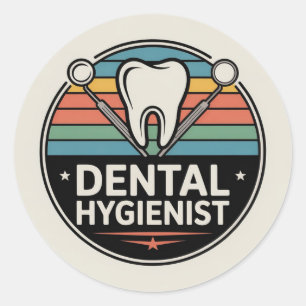 Crachá Retro de Higienista Dental Adesivo Redondo