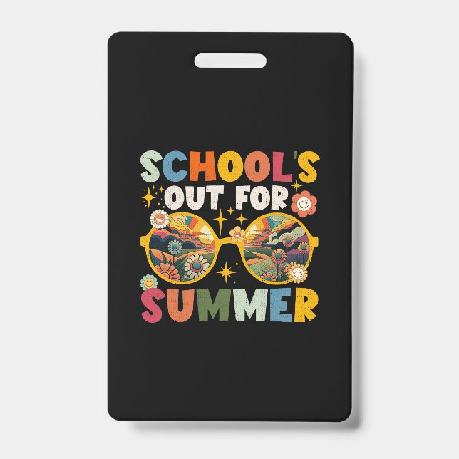 Crachá Retro Último Dia de Aula Fim de Aula de Verão Prof (Frente)