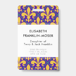 Crachá Reunião de Família do Mardi Gras de Nova Orleans