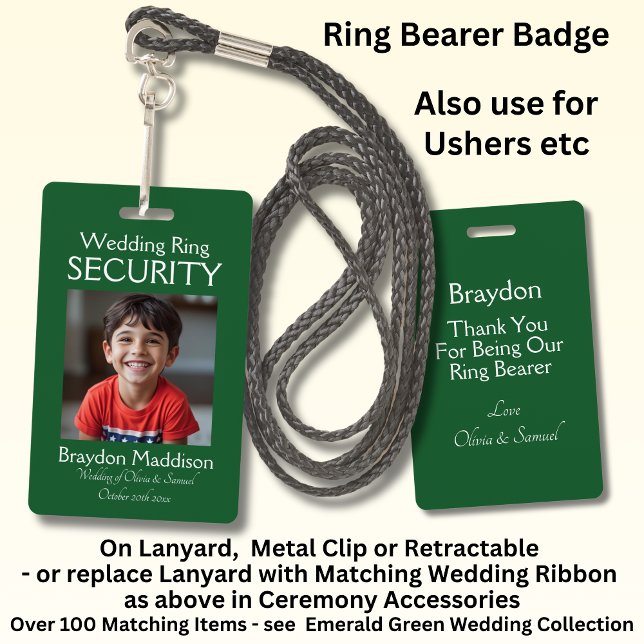 Crachá Ring Bearer Photo SECURITY Badge Emerald Green (Criador carregado)