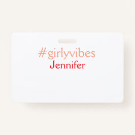 Crachá Rosa claro de hashtag Bossbabe adiciona nome e che