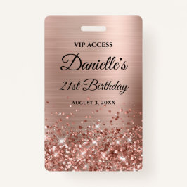 Crachá Rosa Gold Foil Modern aniversário de 21 anos