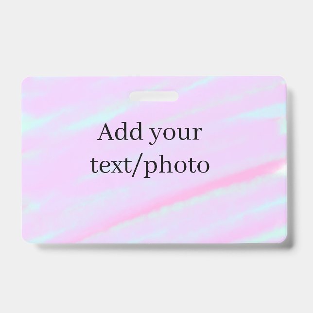 Crachá Rosa pastel verde adicionar foto texto aquarela re (Front)