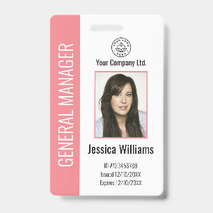 Crachá Rosa Personalizado para Funcionário Corpora