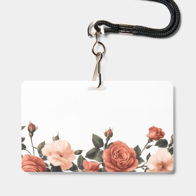 Crachá rosas antigas (Verso com cordão)
