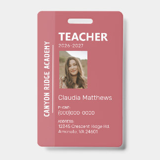 Crachá Rose Stripe Homeschool Educator ID Badge