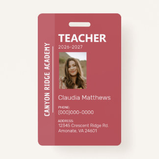 Crachá Rose Stripe Homeschool Educator ID Badge
