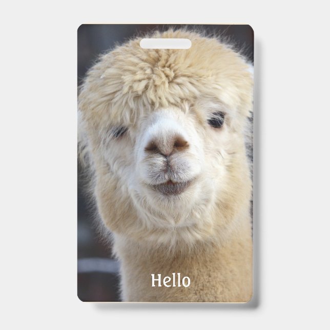 Crachá Rosto de alpaca fofo  (Frente)