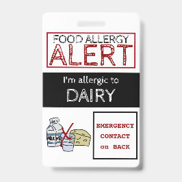 Crachá Rótulo de alerta de alergia à Comida de leite