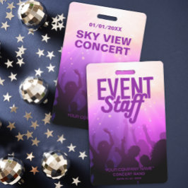 Crachá Roxo de Equipe de Evento para Concerto ou F