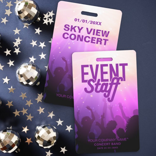 Crachá Roxo de Equipe de Evento para Concerto ou F (Criador carregado)