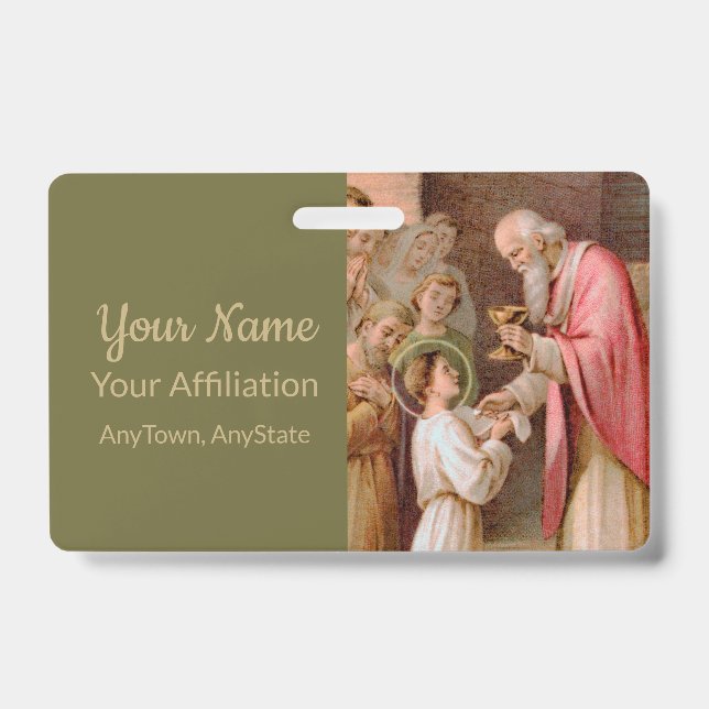 Crachá Rua. Tarcisius recebendo o Eucarista (BL 02) (Frente)