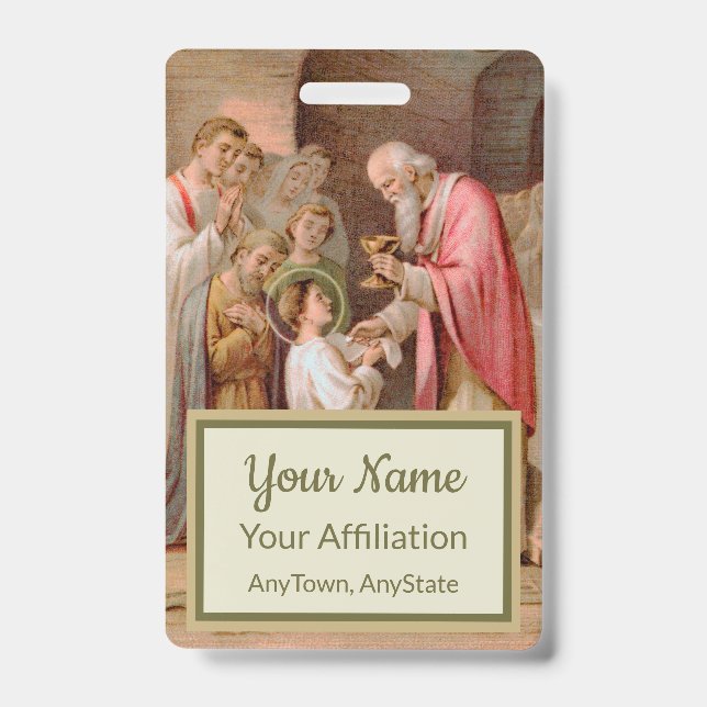 Crachá Rua. Tarcisius recebendo o Eucarista (BL 02) (Frente)