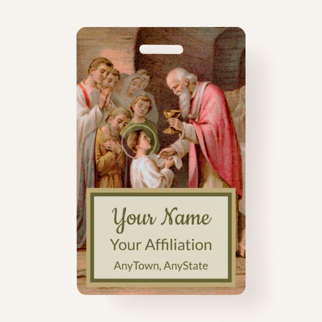 Crachá Rua. Tarcisius recebendo o Eucarista (BL 02) (Frente)