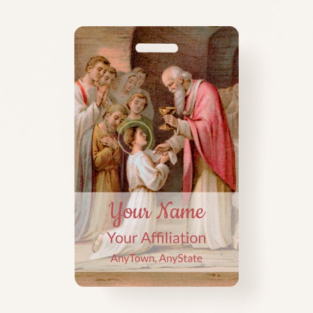 Crachá Rua. Tarcisius recebendo o Eucarista (BL 02) (Frente)