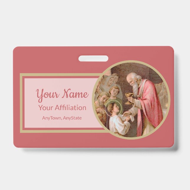 Crachá Rua. Tarcisius recebendo o Eucarista (BL 02) (Frente)