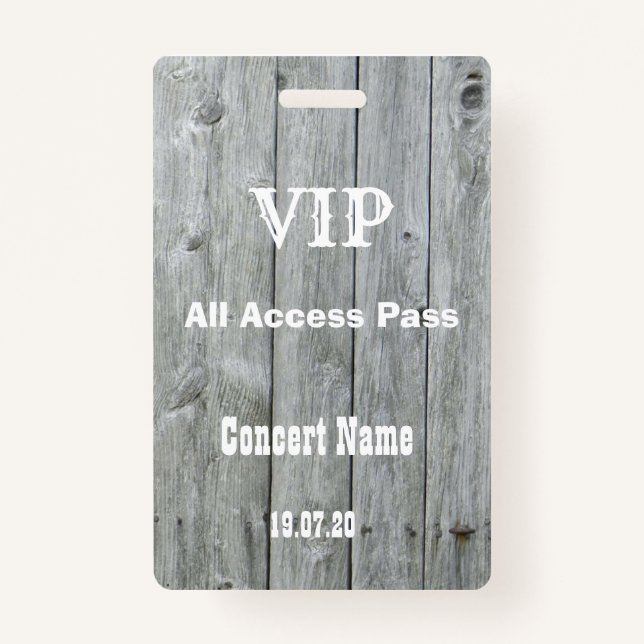 Crachá Rustic Country VIP All Access Pass Concert (Frente)