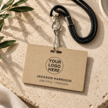 Crachá Rustic Kraft l Logotipo Empresarial ID Func