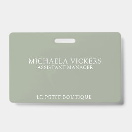 Crachá Sage minimalista e negócios profissionais brancos