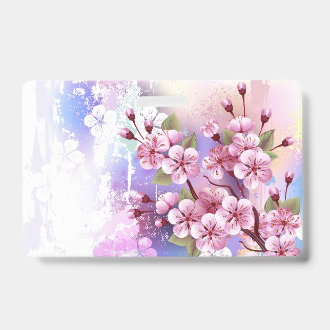 Crachá Sakura Rosa sobre Fundo de Pintura (Frente)