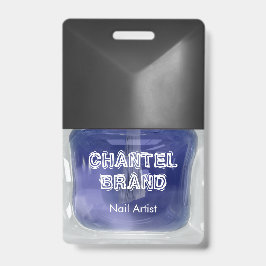 Crachá Salão de beleza de esmalte azul moderno