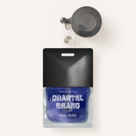 Crachá Salão de beleza de esmalte azul moderno