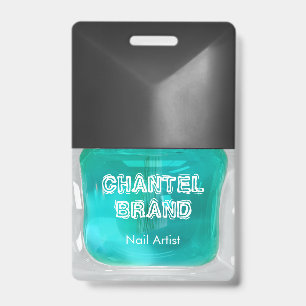 Crachá Salongue de beleza com esmalte de unha azul-turque
