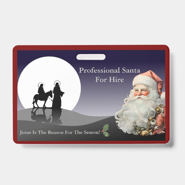Crachá Santa Claus Business Card Jesus Is The Reason (Frente)