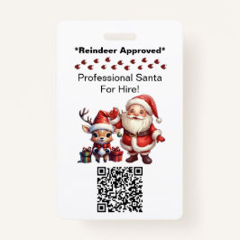 Crachá Santa Claus Two Sides Business Card Edit QR Code