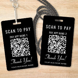 Crachá Scan to Pay 2 Payment QR Codes Black