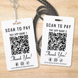 Crachá Scan to Pay 2 Payment QR Codes Social Media
