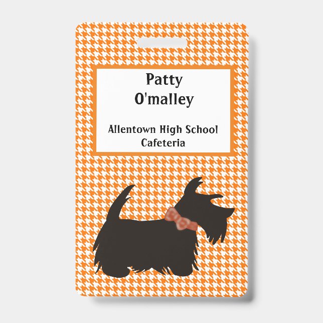 Crachá Scottie dog Dog Name crachá, nome de etiqueta (Frente)