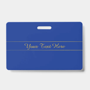 Crachá Script Dourado Elegante no fundo azul Marinho