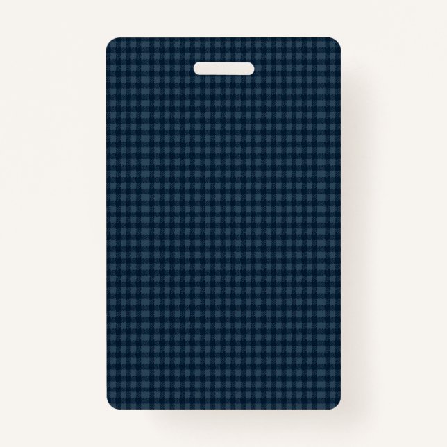 Crachá Seamless Dark Blue & Gray Gingham Rustic Pattern (Frente)