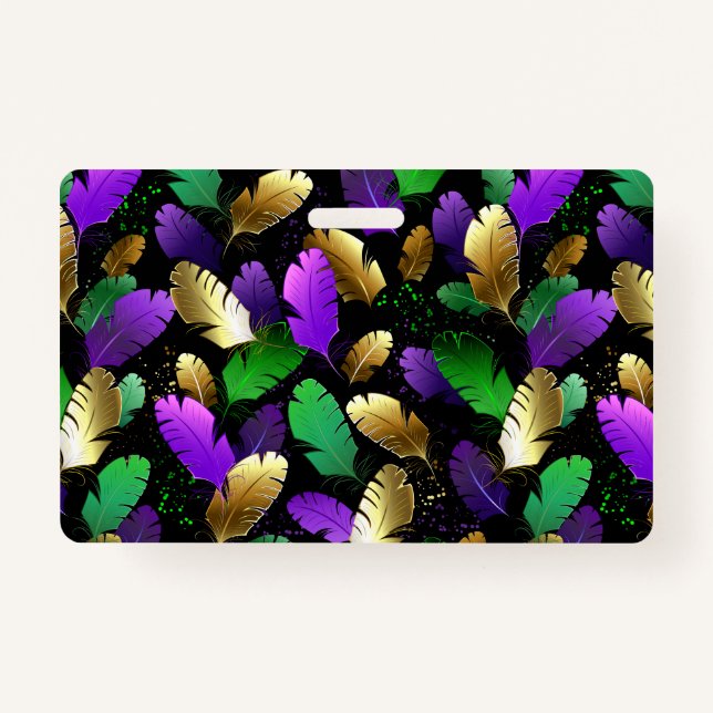 Crachá Seamless Pattern with Mardi Gras feathers (Frente)