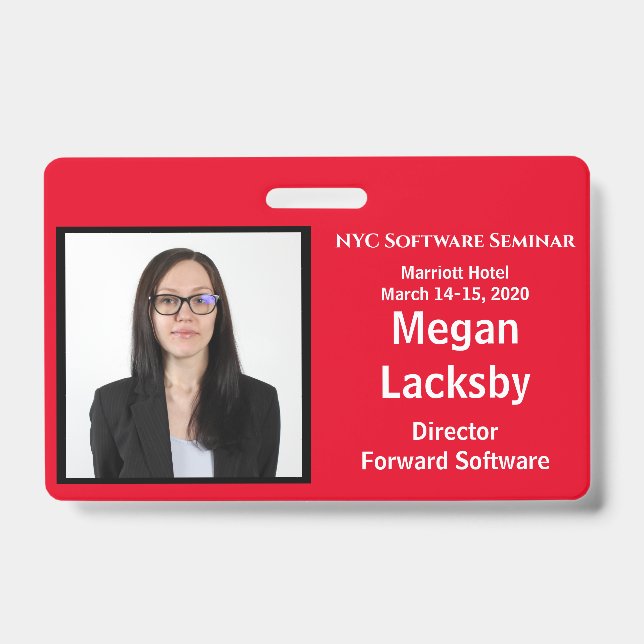 Crachá Seminar Participante Vermelho e Branco Horizontal (Frente)