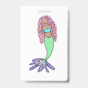 Crachá sereia arco-íris rosa azul roxo verde preto encara